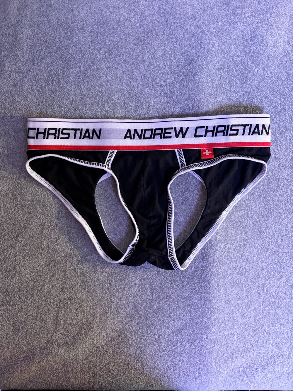 VINTAGE Andrew Christian Men's Black Jockstrap with White Trim